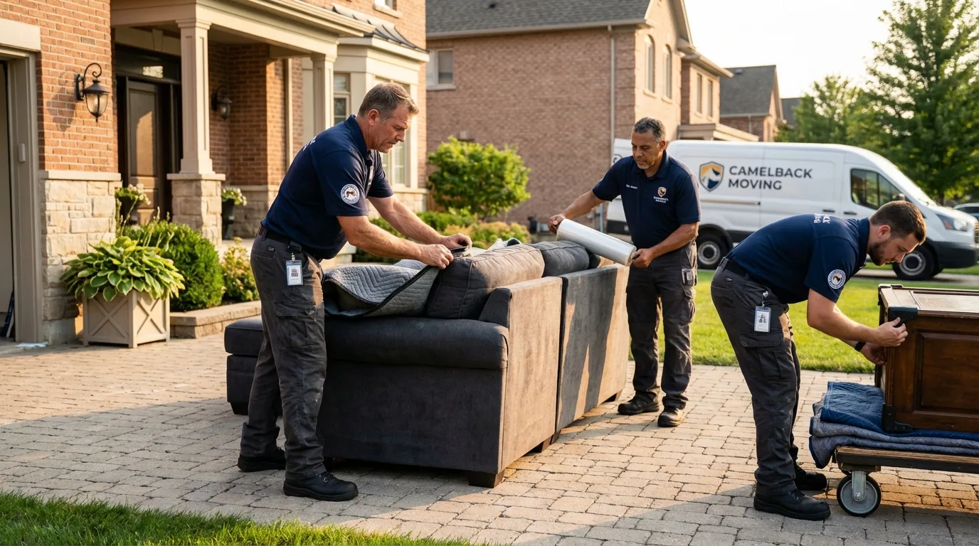 Large estate moving crew wrapping furniture in Enumclaw, WA
